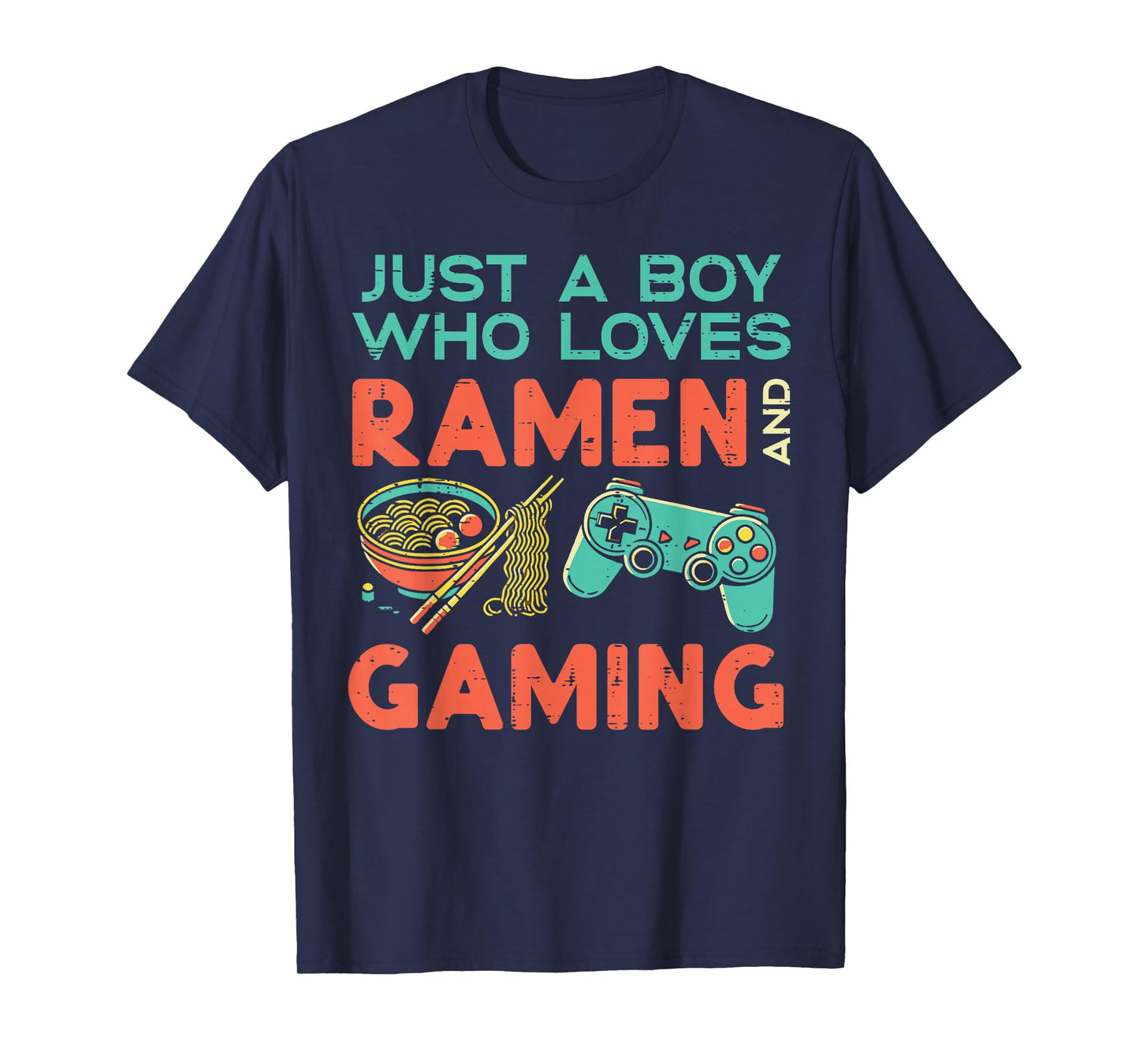 Just Boy Who Loves Ramen Gaming Gamer Boys Kids Youth Men T-Shirt