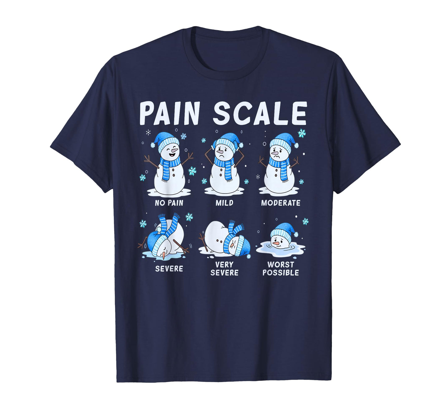 Pain Scale Snowman Nurse Christmas Xmas Snow Pajamas Holiday T-Shirt