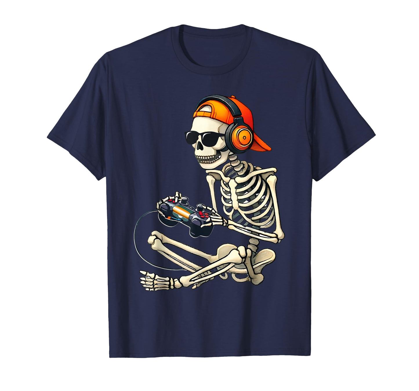 Halloween Skeleton Retro Gamer Video Gaming Boys Men Kids T-Shirt