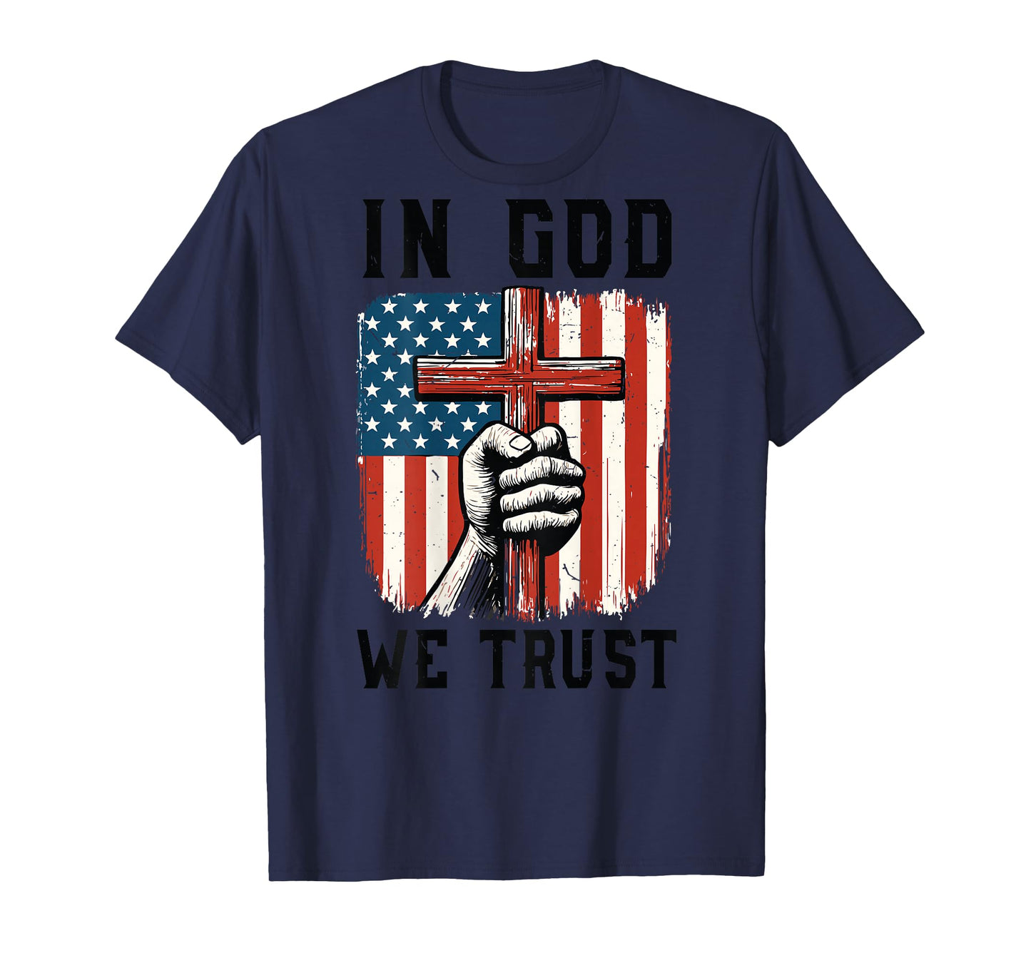 Back in God We Trust Patriotic Christian Faith American Flag T-Shirt