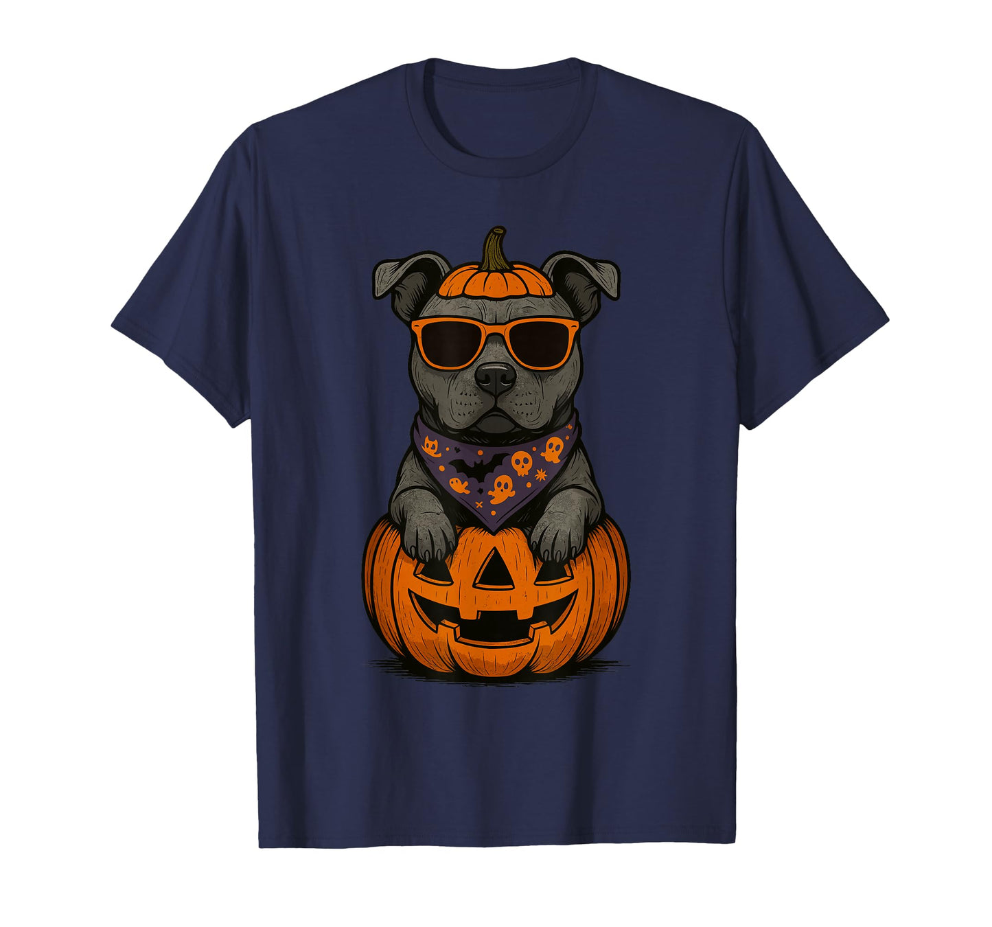 Spooky Pit Bull Pumpkin Halloween Dog Lover T-Shirt