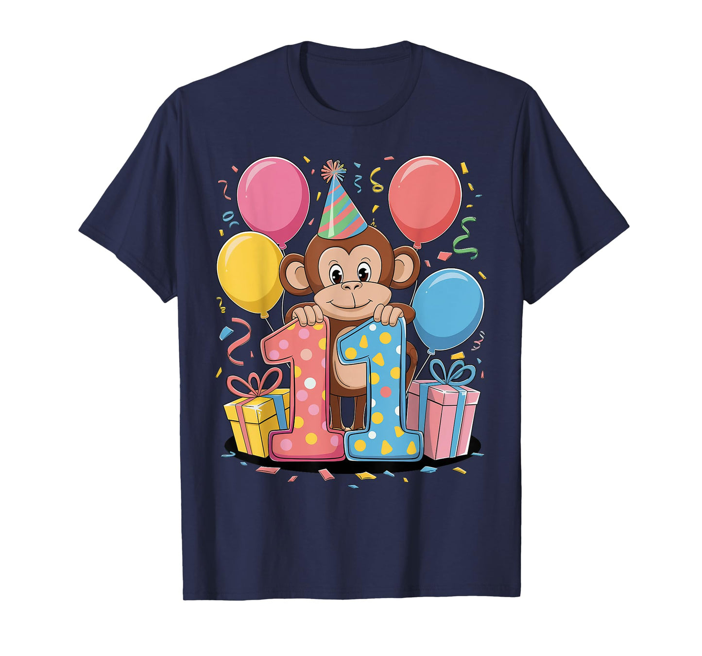 Monkey 11th birthday boy girl 11 years old eleventh Monkey T-Shirt