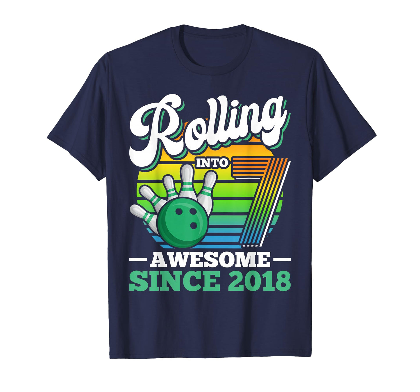 Bowling Birthday Party Rolling Into 7 Years Boy 7th Birthday T-Shirt
