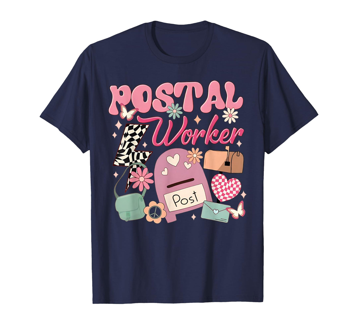Funny Retro Postal Worker Post Office Delivery Mailman Life T-Shirt, Small, Black
