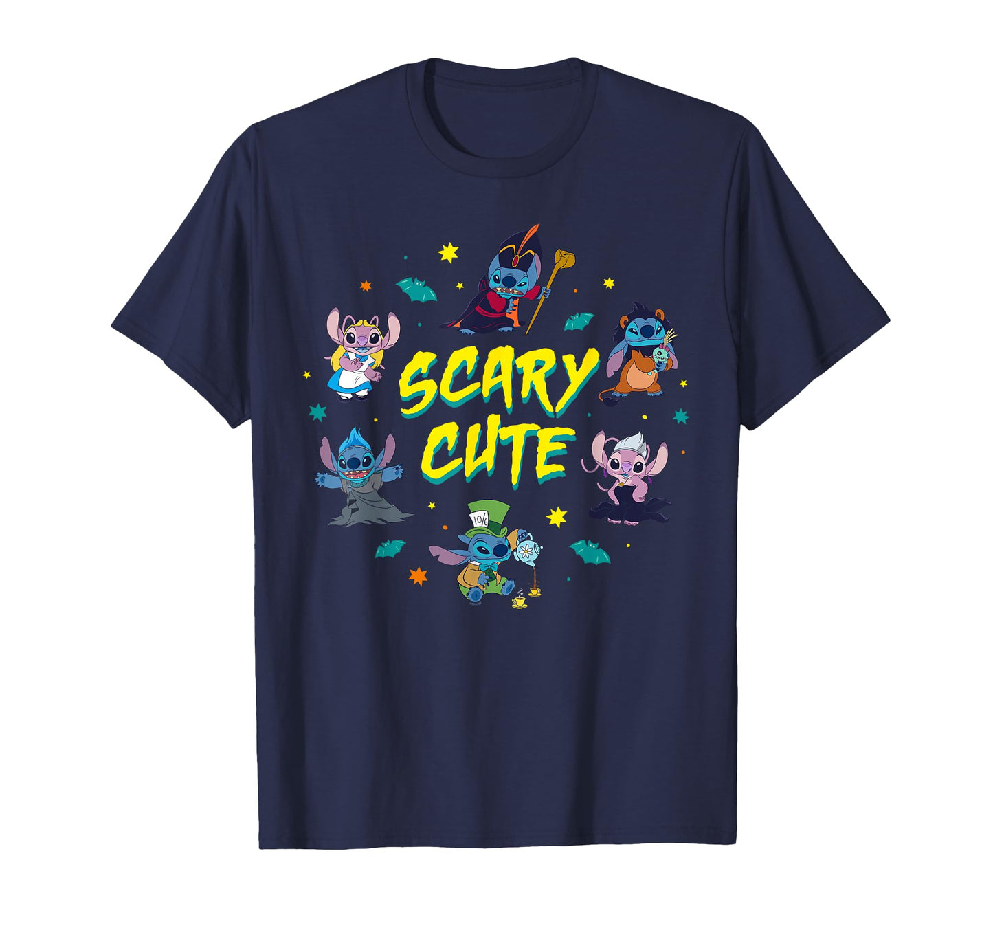 Disney Stitch & Angel Halloween Scary Cute Disney Costumes T-Shirt