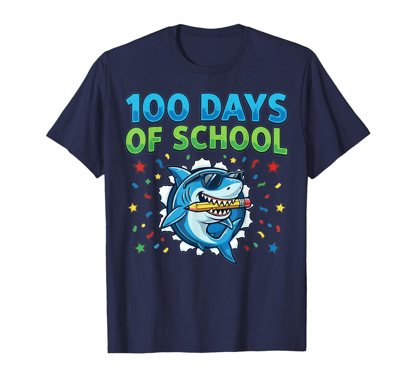 Happy 100 Days of School Shark Boys T-Shirt