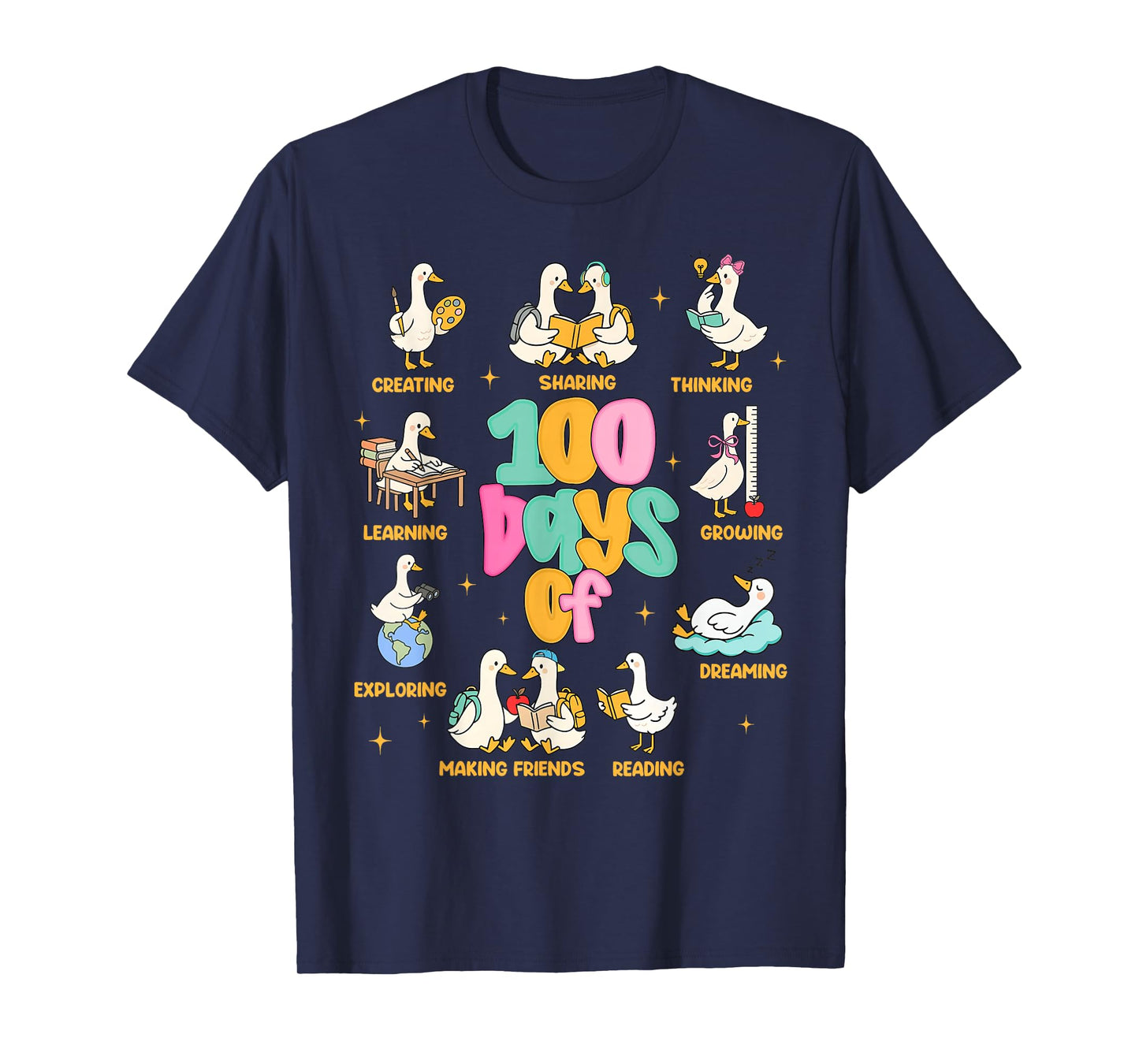 100 Days of School Silly Goose Teacher Men Women 100th Day T-Shirt