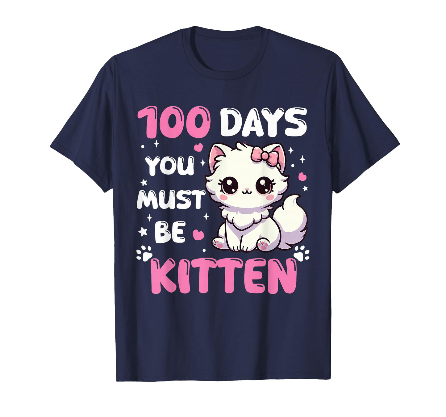 100 Days of School Kitten Cat 100th Day of School Girls T-Shirt