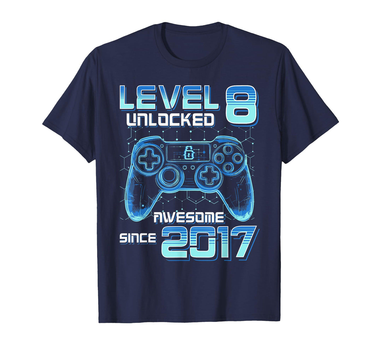 Level 8 Unlocked Video Game Party 8th Birthday Gamer Boys T-Shirt