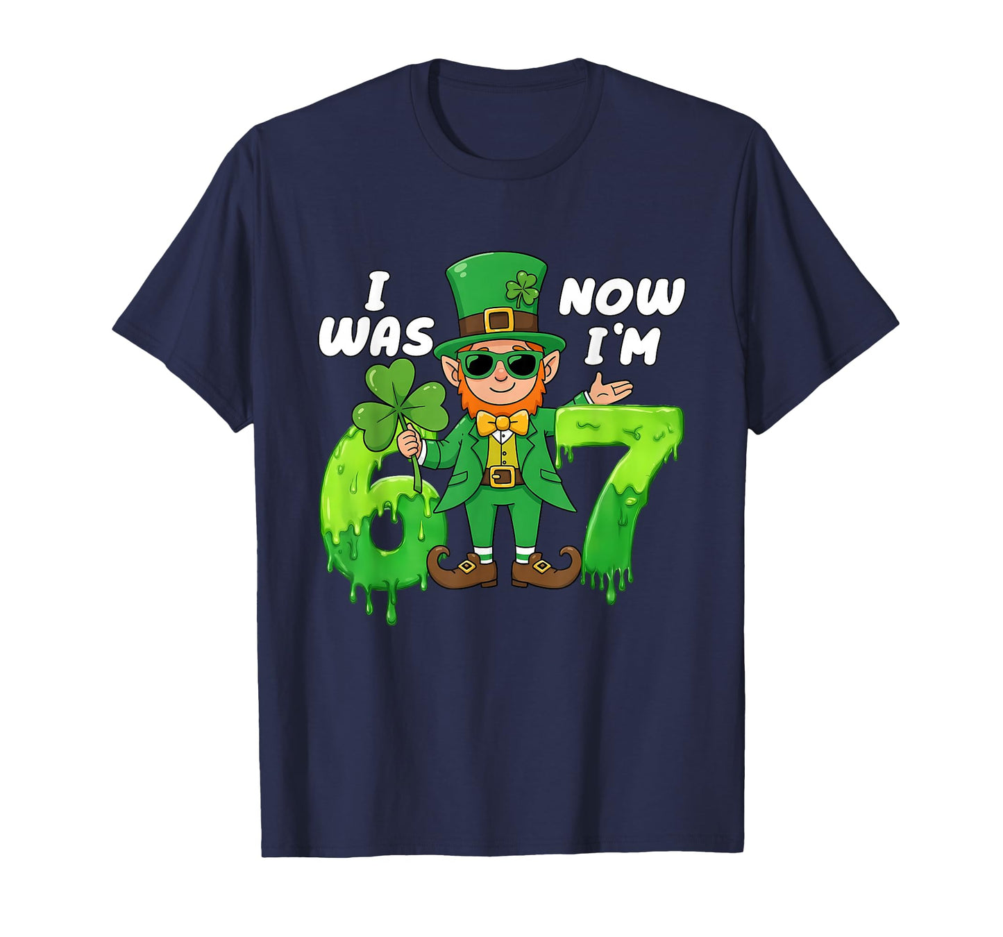 I was 6 Now Im 7 Leprechaun St Patricks Day 7th Birthday Boy T-Shirt