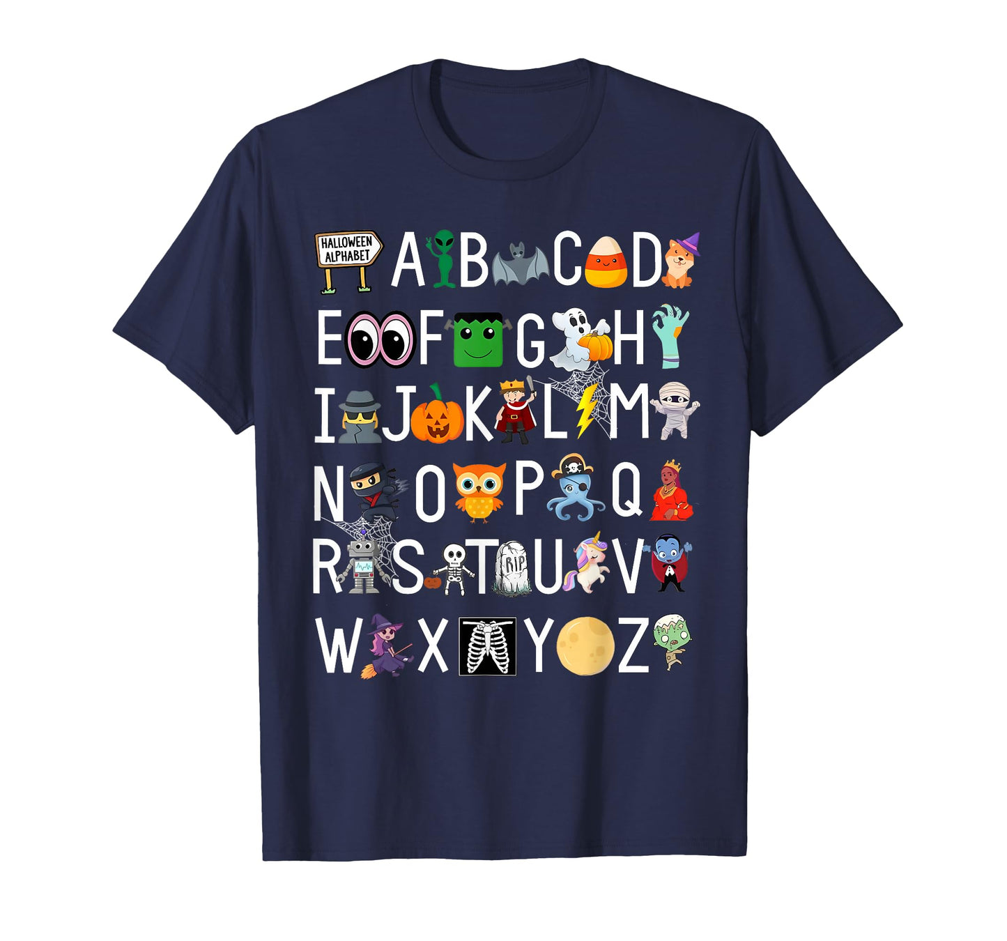 ABCs Learning Kindergarten Teacher Funny Halloween Alphabet T-Shirt