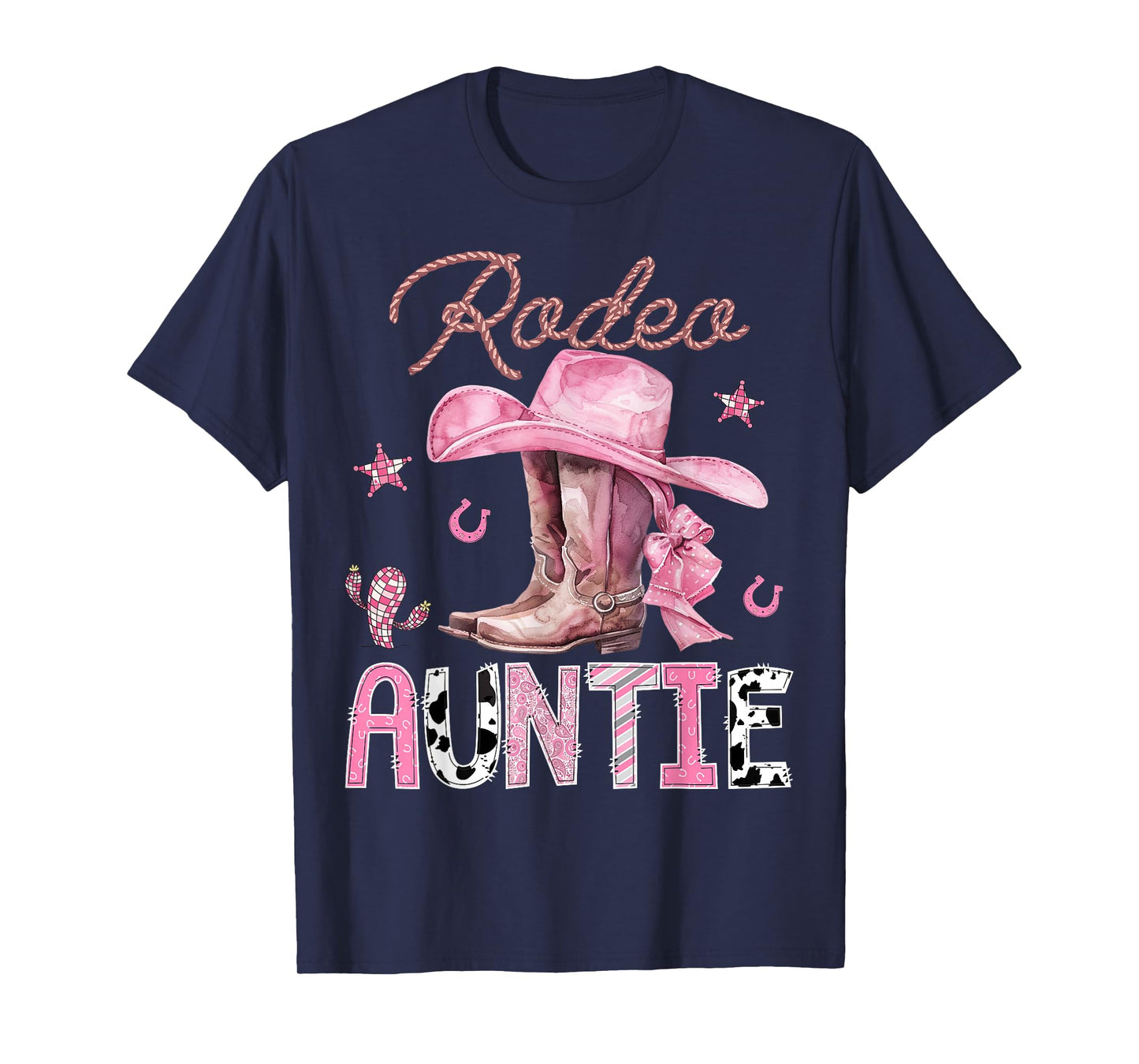 Rodeo Auntie Pink Boots Coquette CowGirl Birthday Party T-Shirt