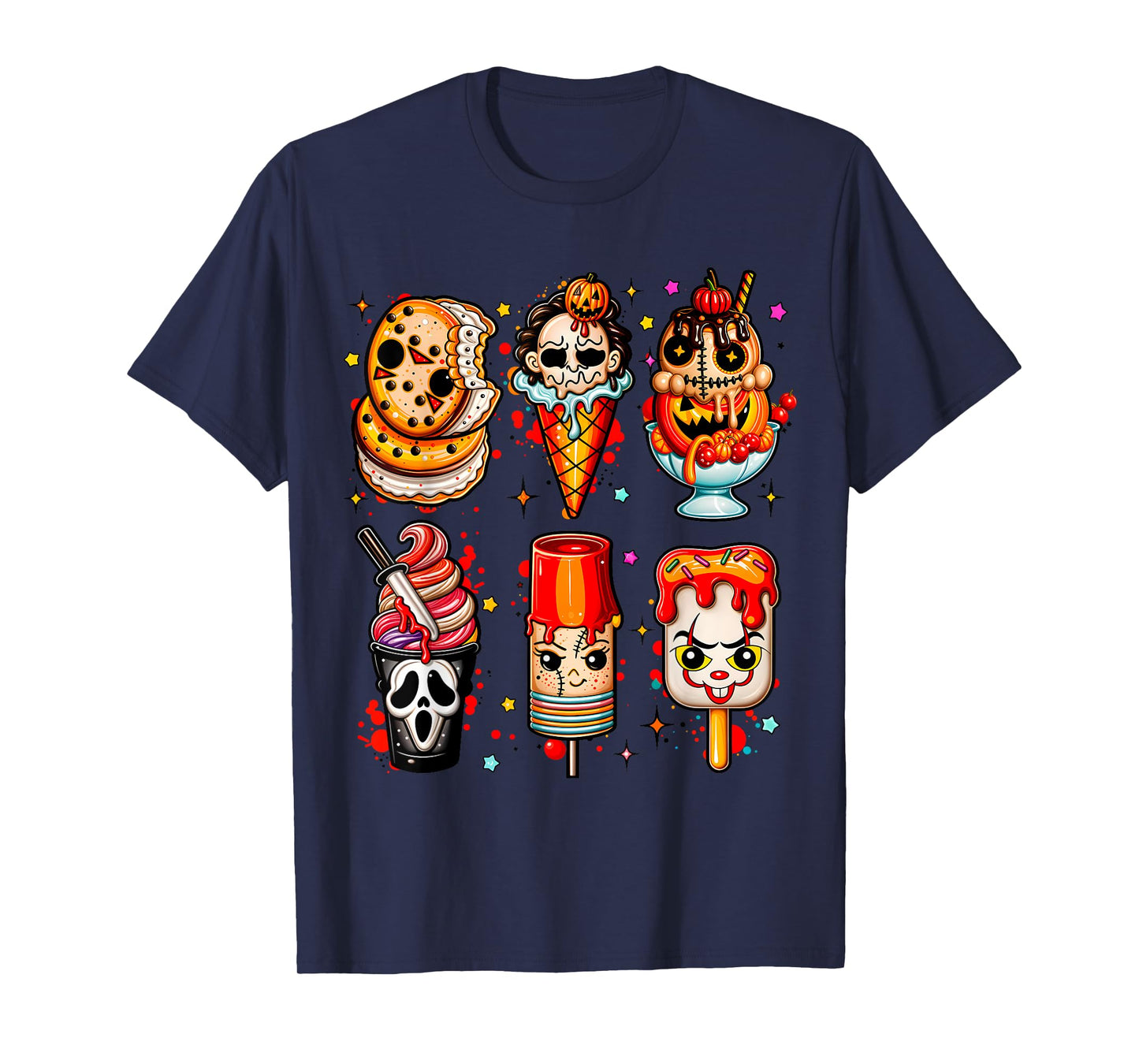 Horror Movies Summer Popsicle Halloween Ice Cream Summerween T-Shirt