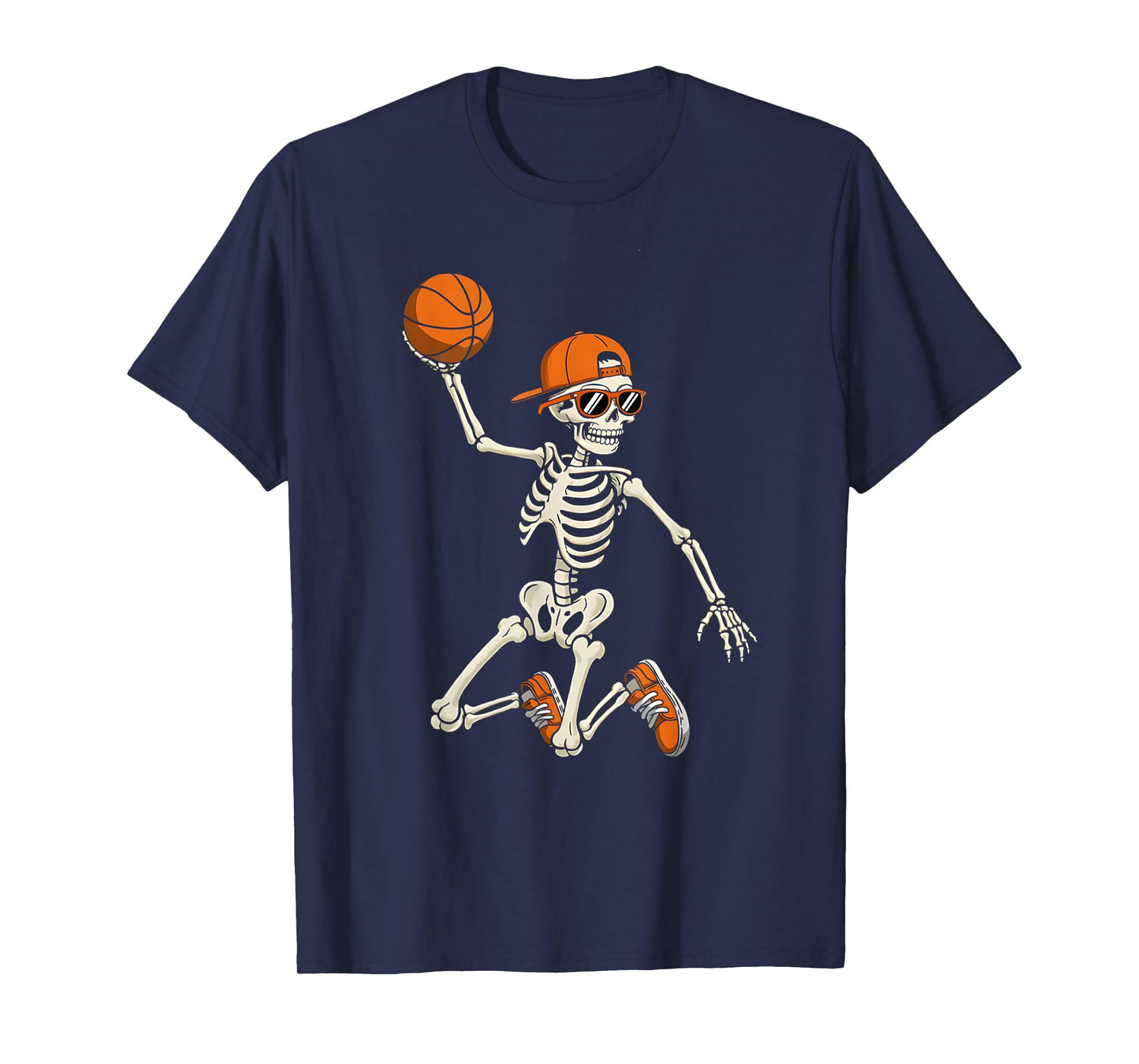Halloween Skeleton Funny Basketball Shirt for Teens Boys Men T-Shirt