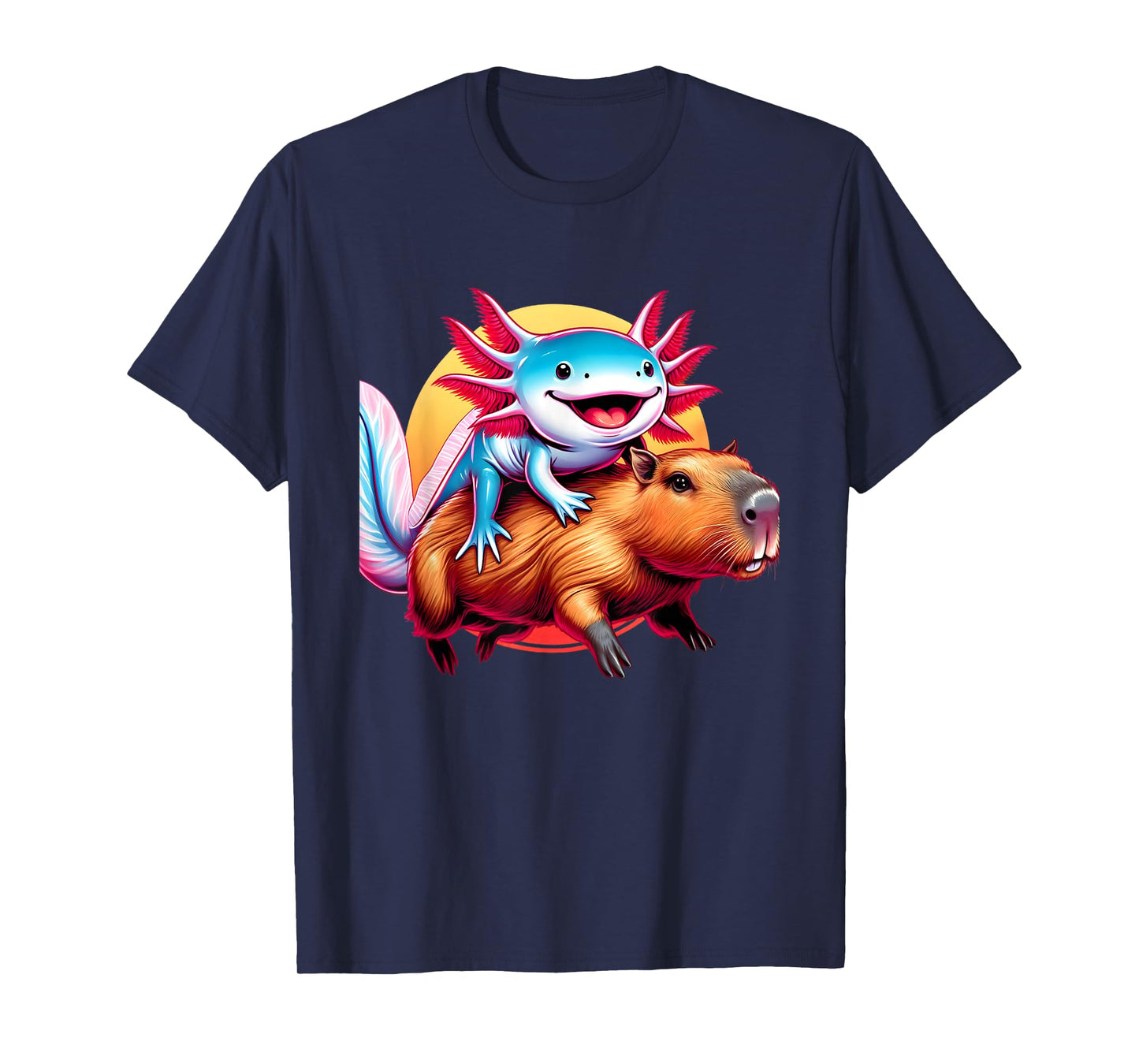 Funny Capybara Graphic Tee Men Women Kids Boys Axolotl Lover T-Shirt