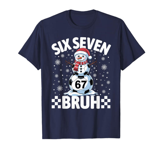 Christmas 67 Meme Soccer Snowman Bruh Funny Xmas Boys Kids T-Shirt
