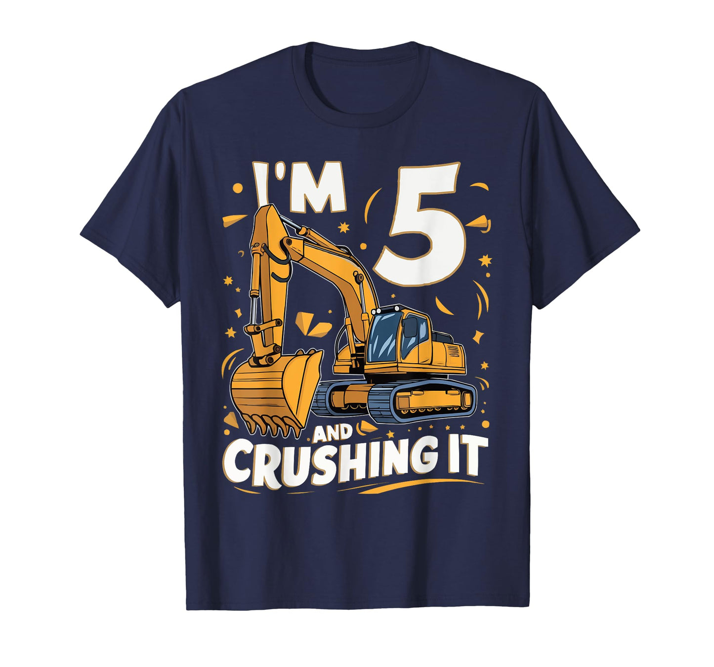 Construction Truck 5th Birthday 5 Years Old Digger Builder T-Shirt