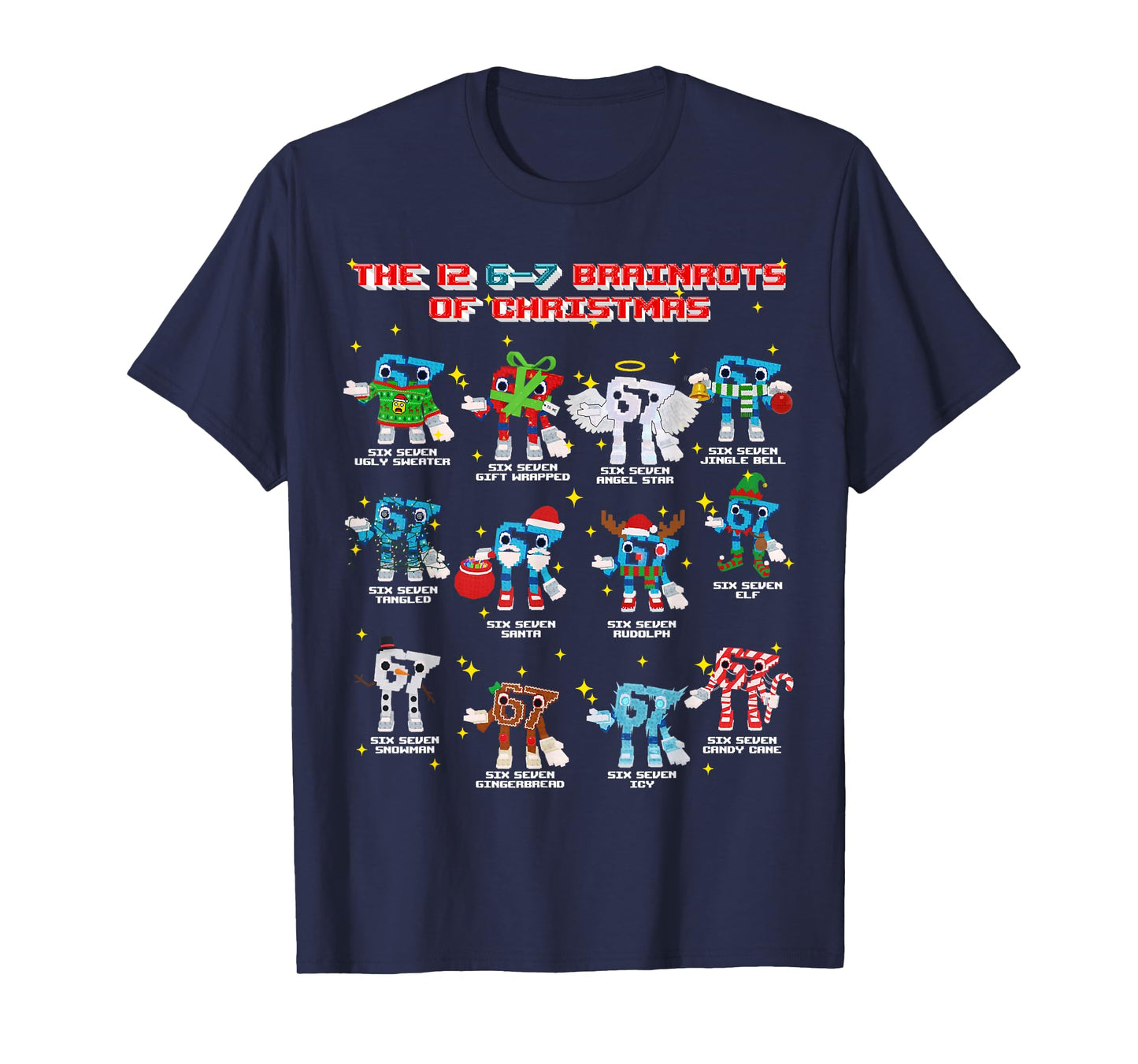 The 12 67 Brainrots of Christmas Funny 6-7 Brainrot for Kids T-Shirt
