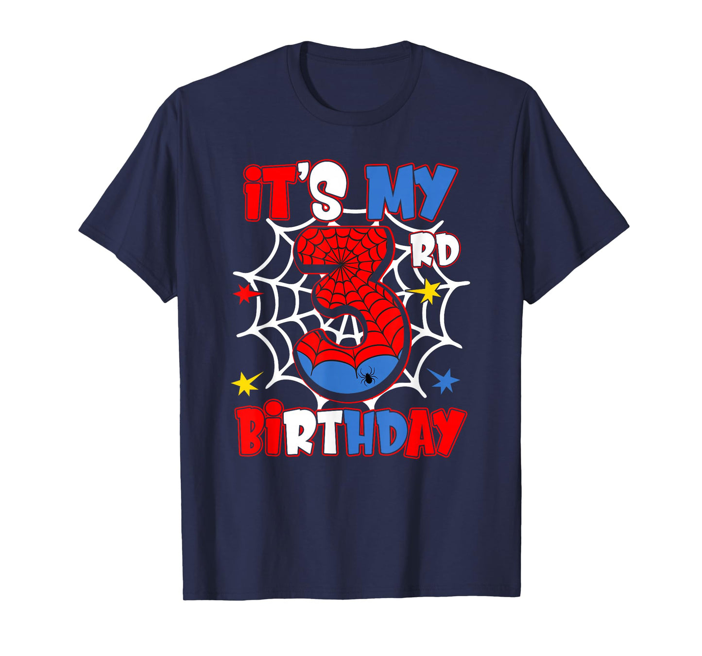 It's My 3rd Birthday Spider Theme Party 3 Year Old Boys Kids T-Shirt