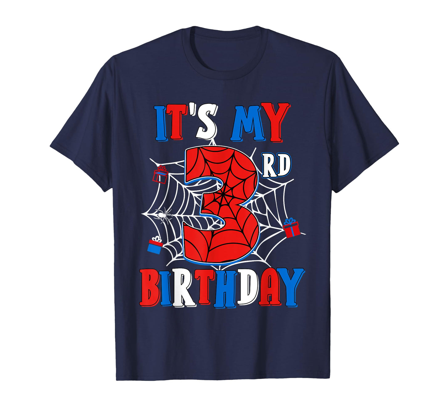 Birthday Boy Kid It's My 3rd Birthday Spider Web 3 Year Old T-Shirt