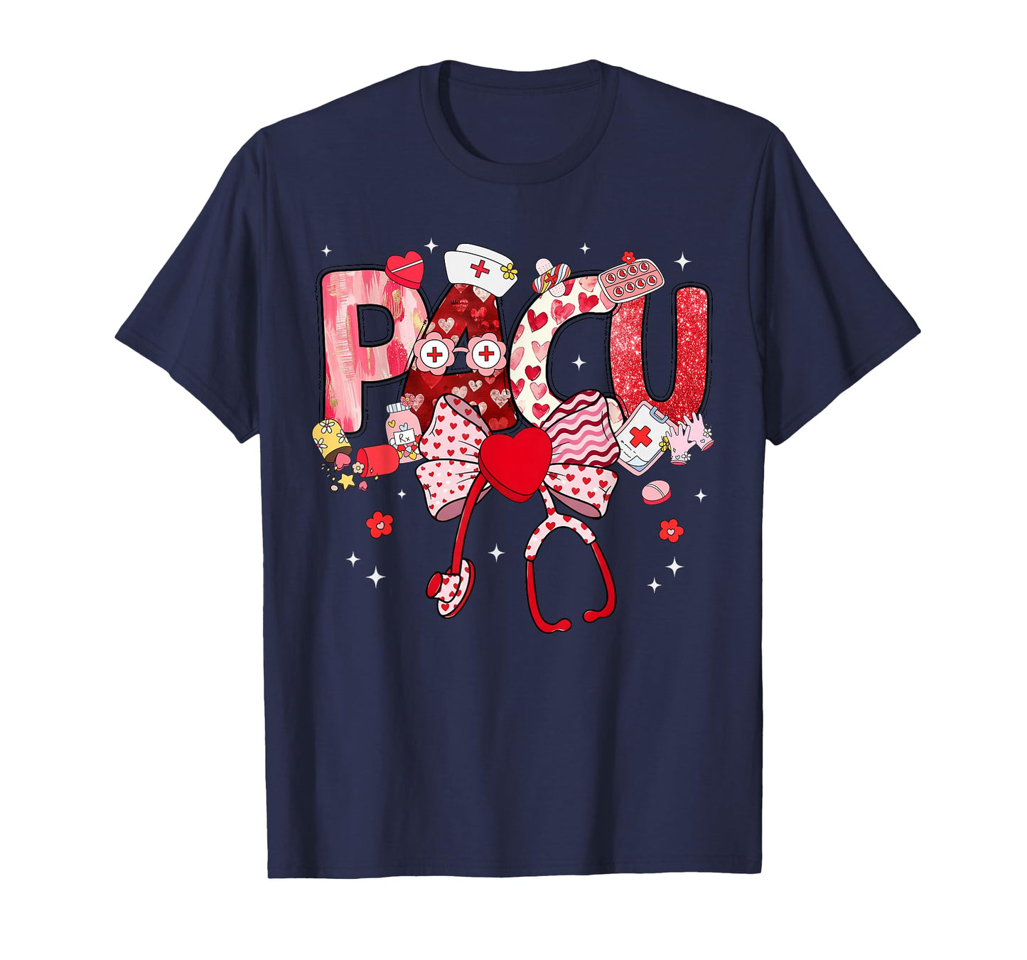 Valentine Pacu Nurse Coquette Bow Stethoscope Girl Women T-Shirt