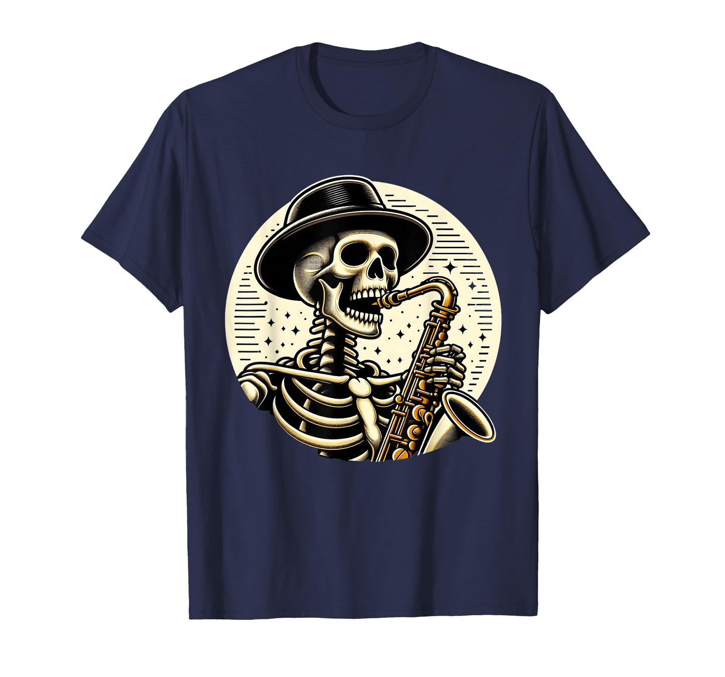 Saxophone Men Skeleton Playing Alto Sax Musical Halloween T-Shirt