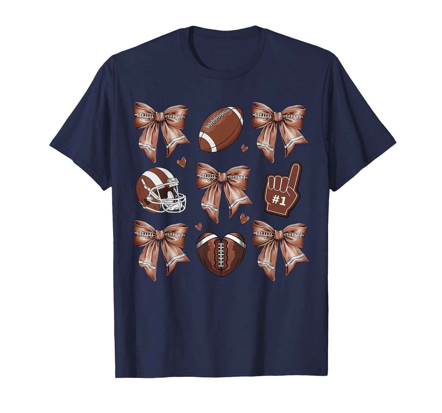 Football Coquette Bow Football Mom Game Day Women Girls Kids T-Shirt
