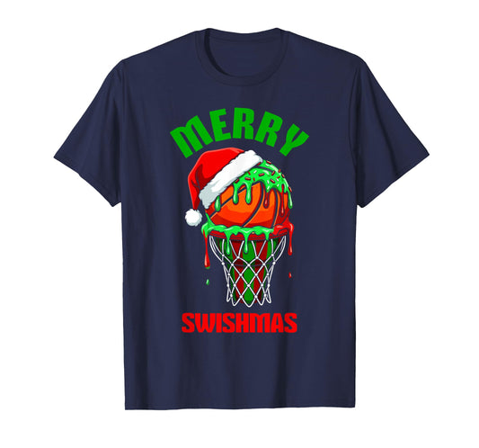 Merry Swishmas Basketball Ugly Christmas Xmas Men Boys Kids T-Shirt