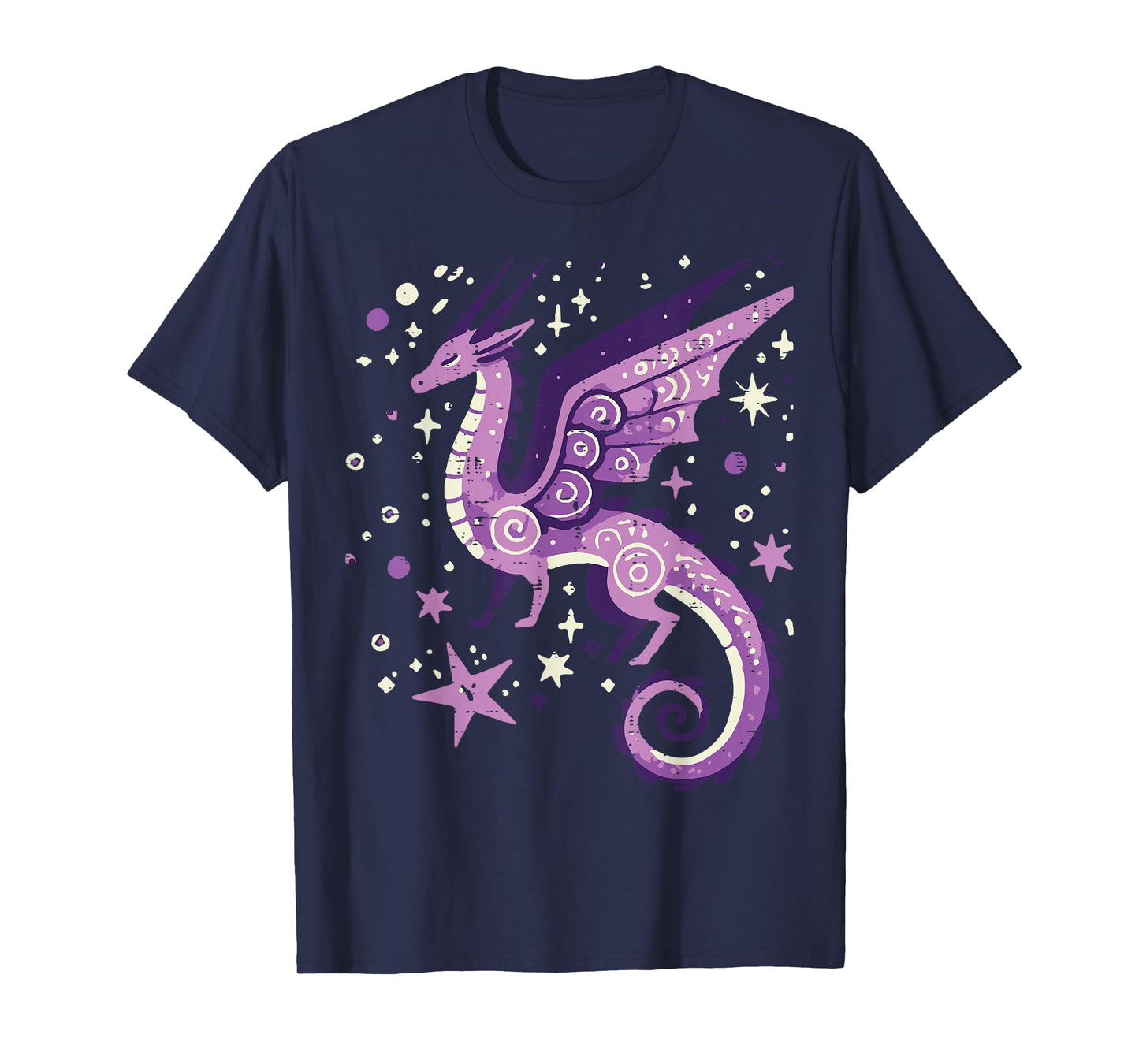 Purple Dragon Stars Cute Fantasy Mythical Girls Kids Women T-Shirt