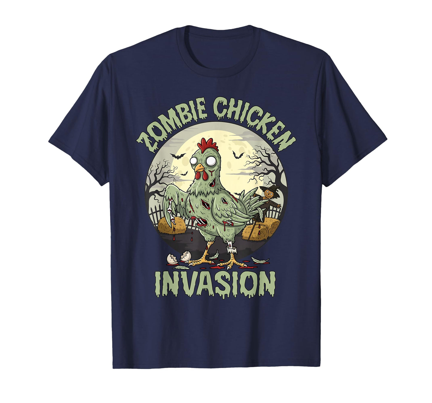 Zombie Chicken Invasion Funny Halloween T-Shirt