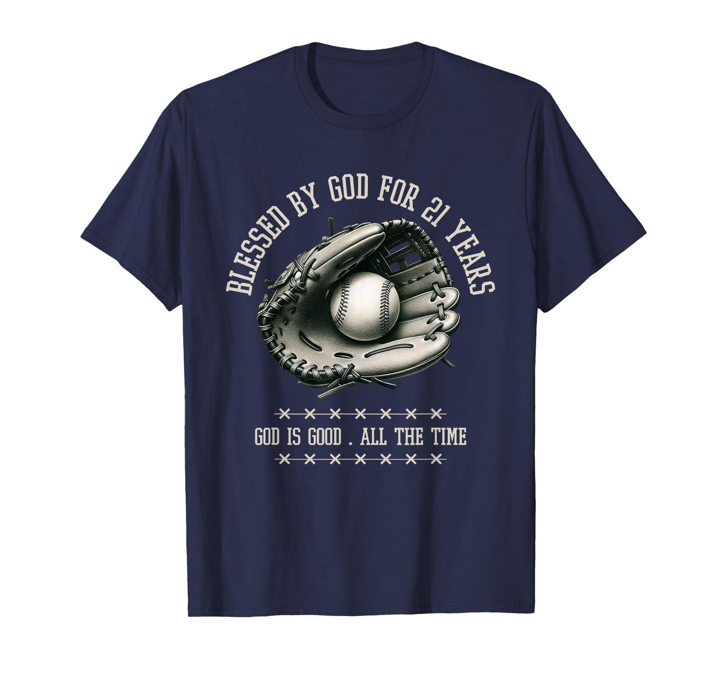Blessed by God for 21 Years Old Baseball 21st Birthday Gifts T-Shirt
