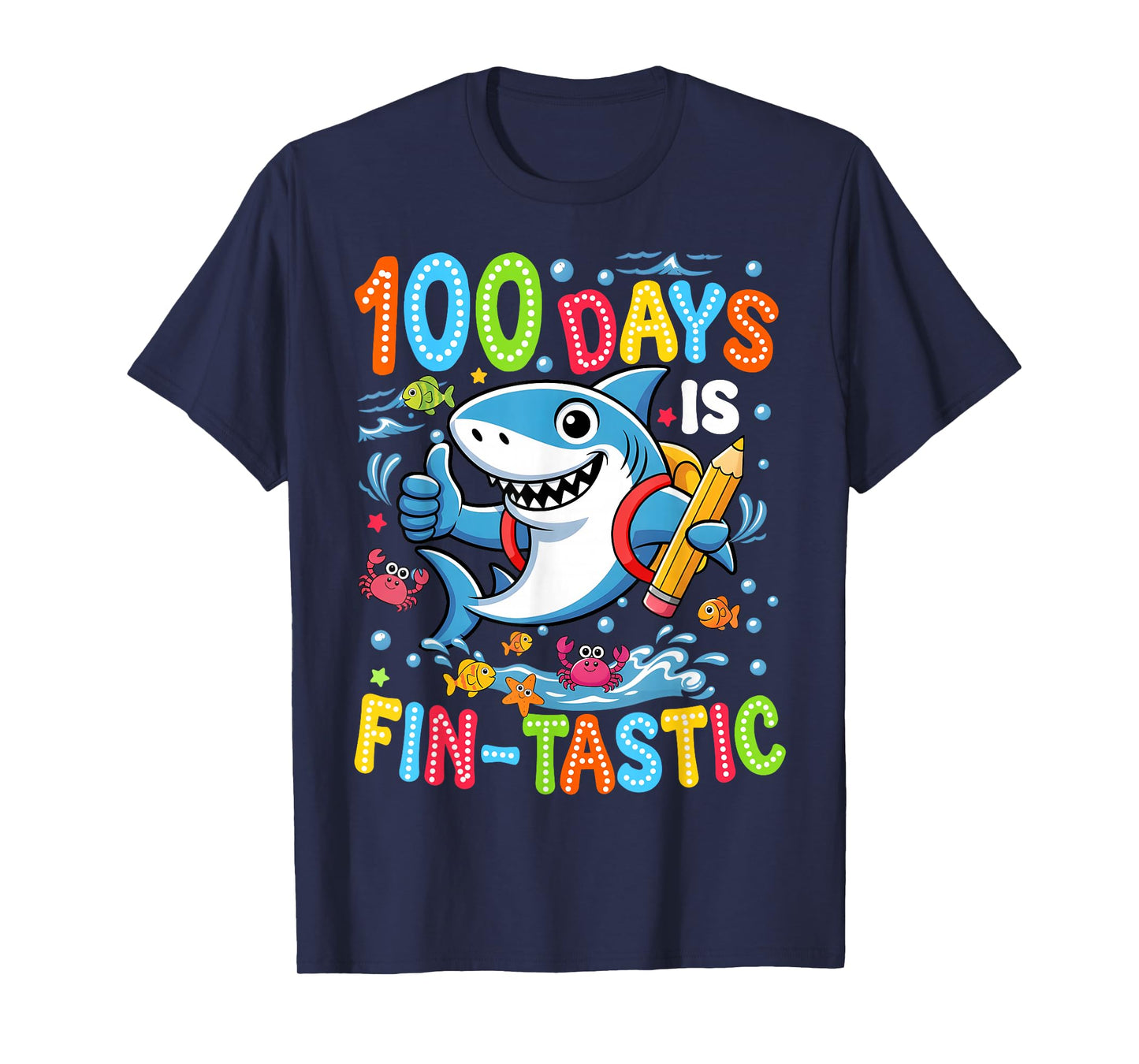 100 Days is Fin Tastic Fish Kid Boy Girl 100th Day of School T-Shirt