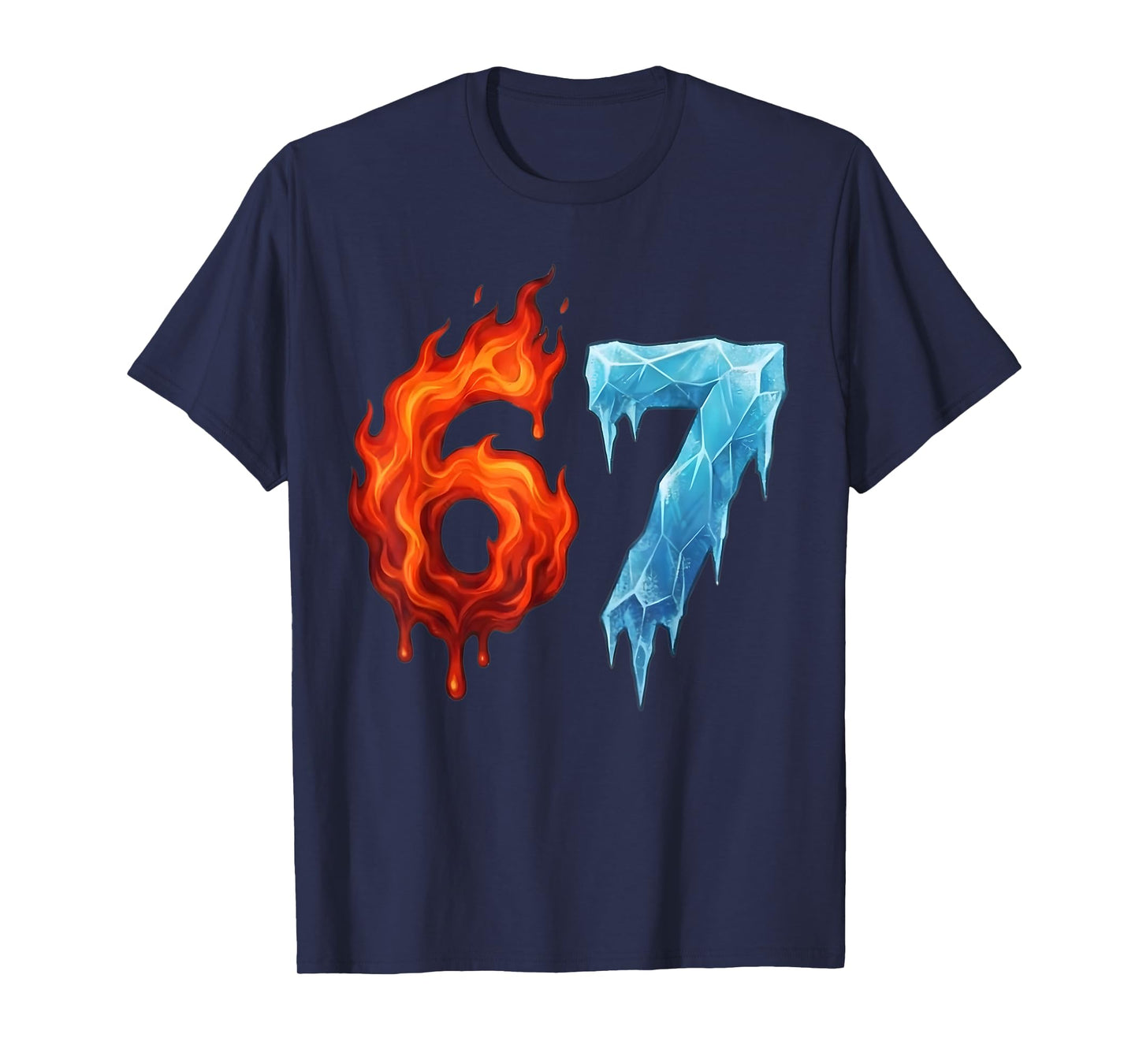 6 7 Meme Six Seven Ice 67 Flames Funny Kids Youth Men Women T-Shirt