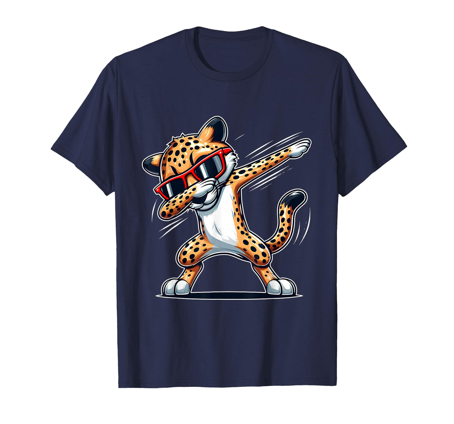 Dabbing Cheetah Wear Glasses Cute Funny Cheetah Animal T-Shirt