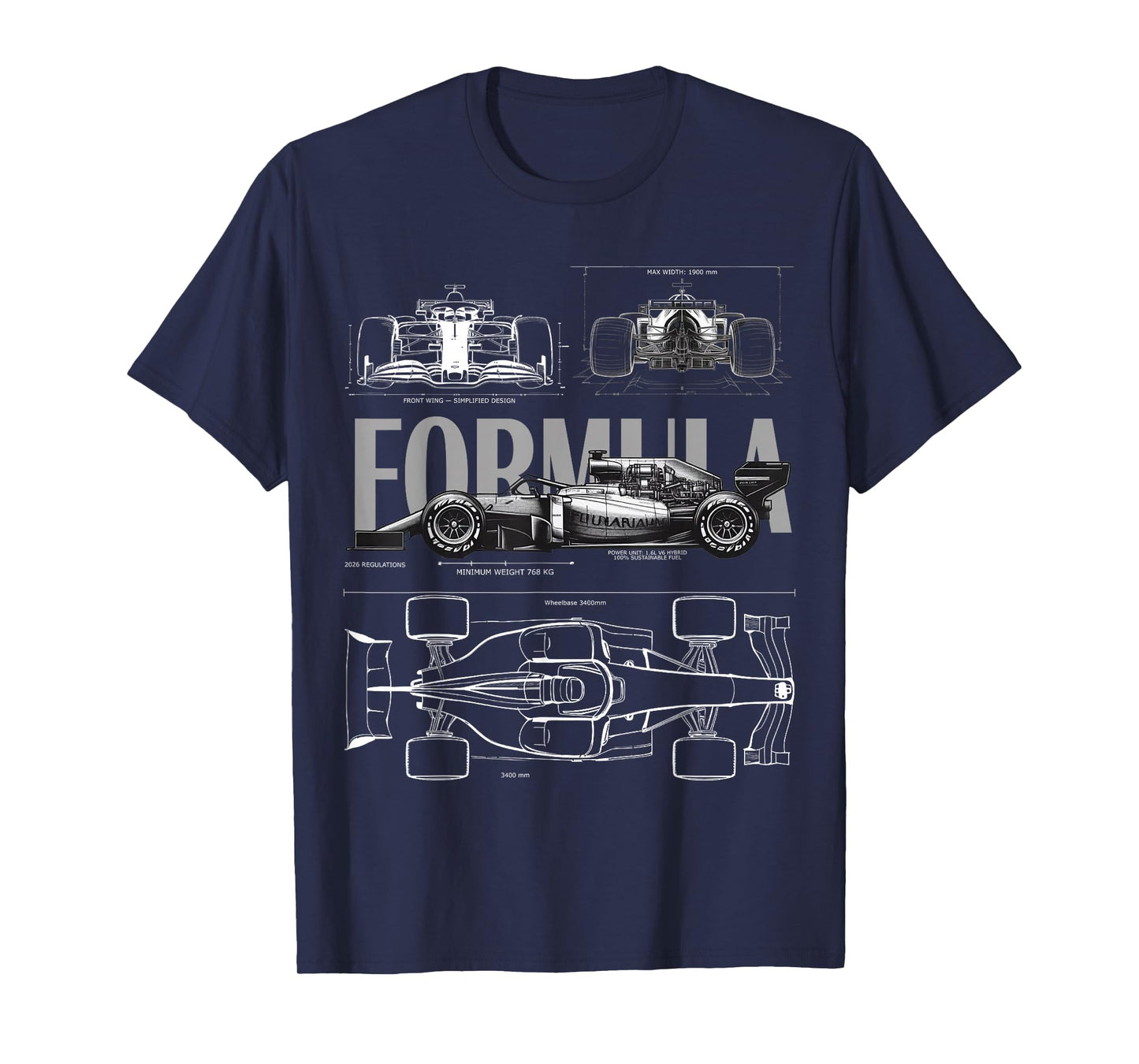 Racing 2026 Car Silhouette Blueprint Racing Car 2026 Size T-Shirt