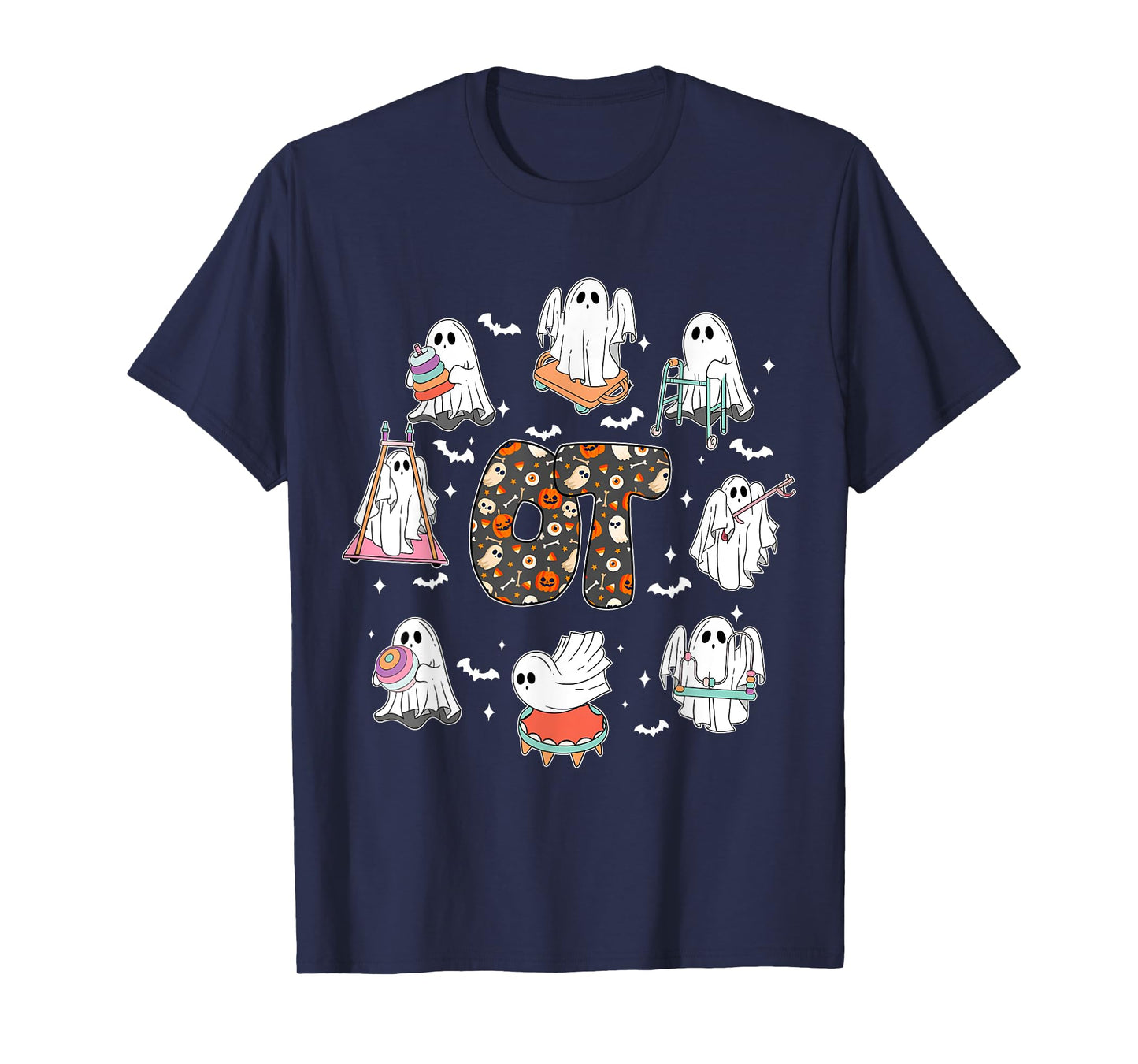 Retro Ot Occupational Therapist Ghost Halloween Therapy T-Shirt