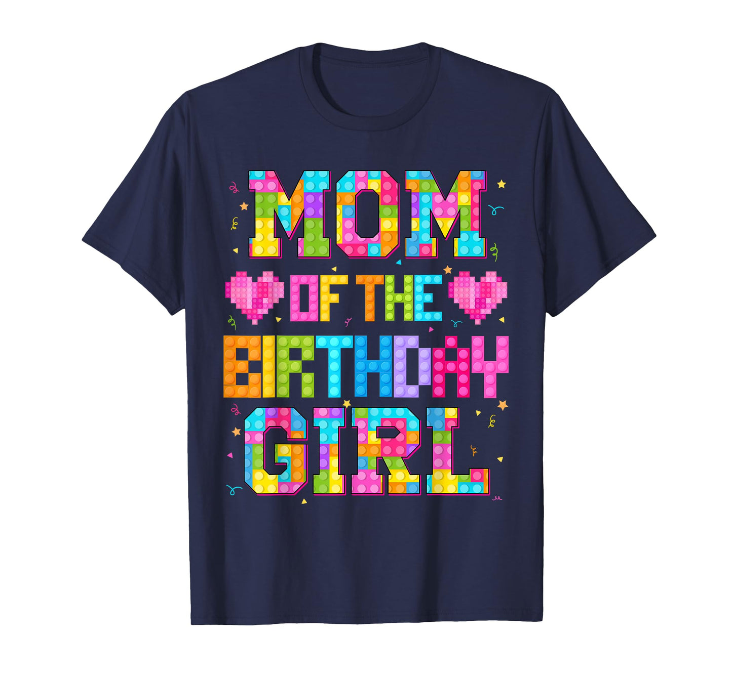 Mom And Dad Of The Birthday Girl Build Brick Family Matching T-Shirt