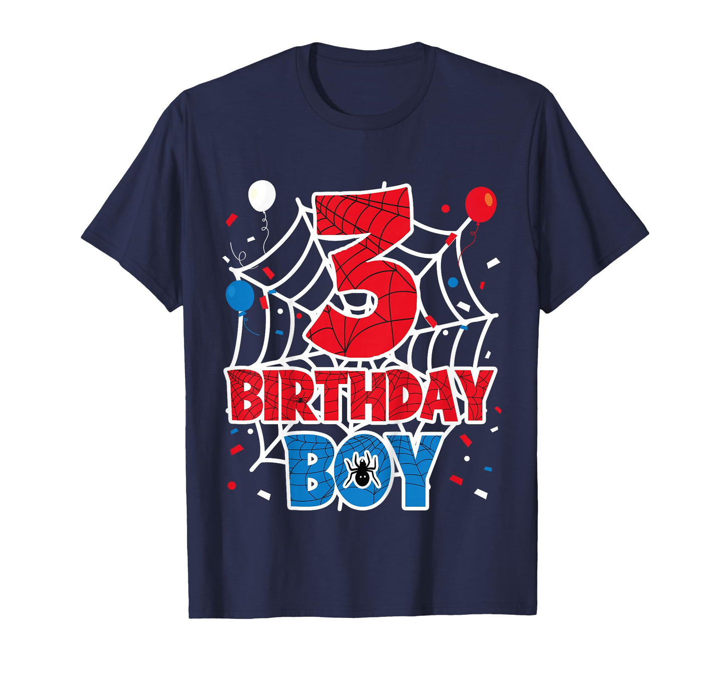 Kids Spider Web 3 Year Old Birthday Boy T-Shirt