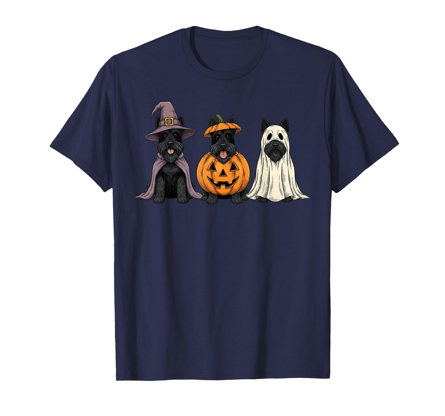 Spooky Ghost Scottish Terrier Pumpkin Halloween Dog Lover T-Shirt