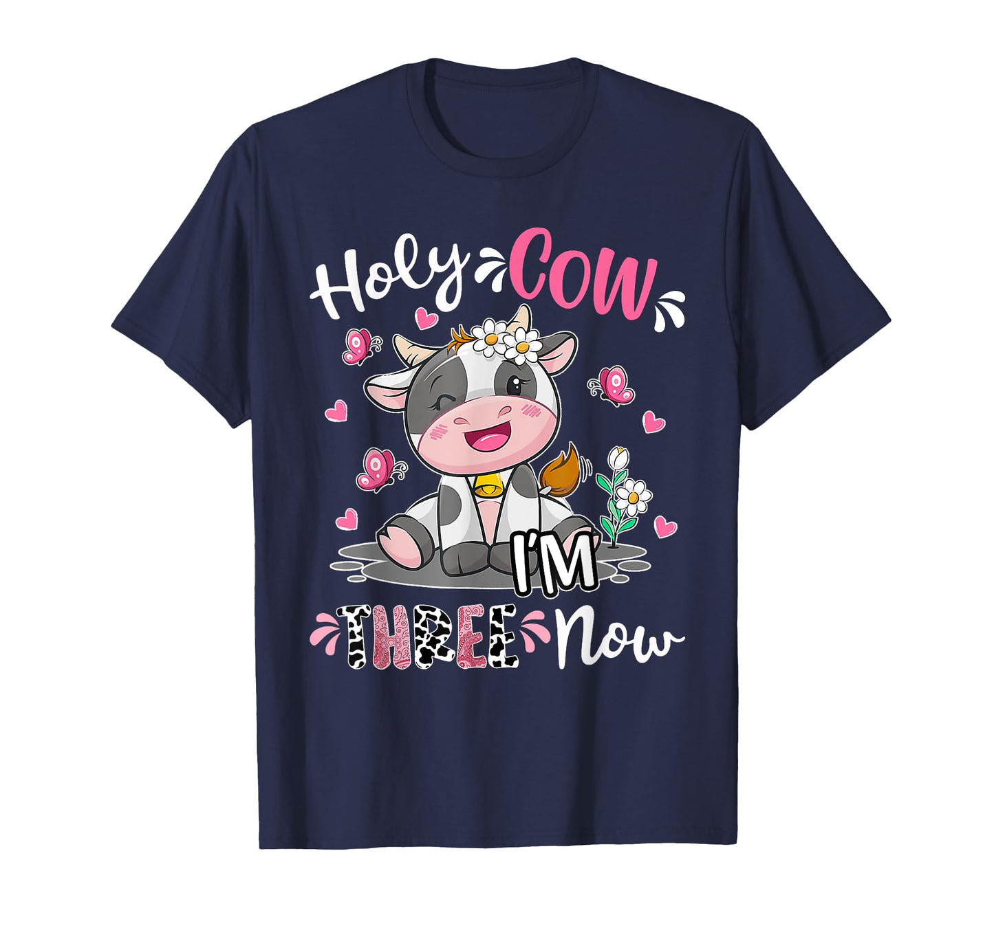 Kids Holy Cow I'm Three 3 Years Old 3rd Birthday Boy Girl T-Shirt
