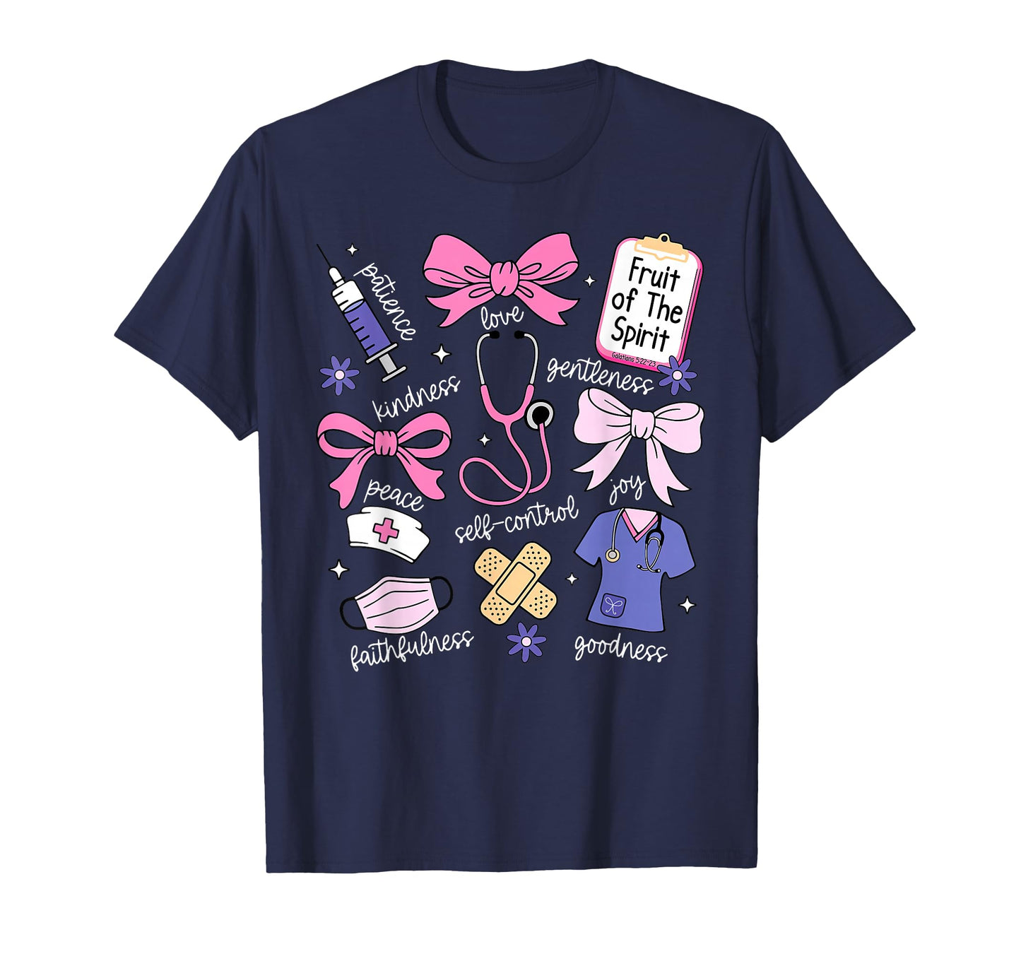 Coquette Bow Fruit of The Spirit Registered Nurse Christian T-Shirt