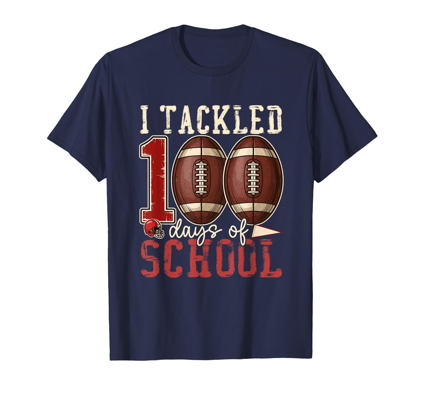 I Tackled 100 Days of School Football Boys Kids 100th Day T-Shirt