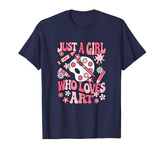 Just A Girl Who Loves Art Painting Artist Girls Kids T-Shirt