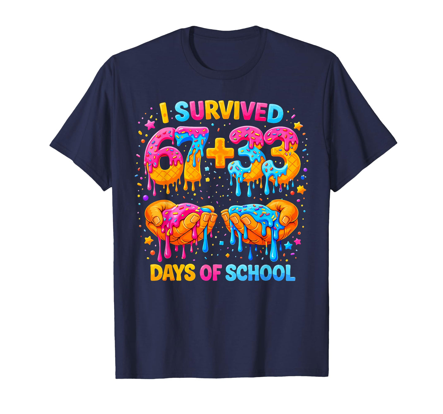 I Survived 67+33 Days of School Teacher Boys Girls 100 Days T-Shirt