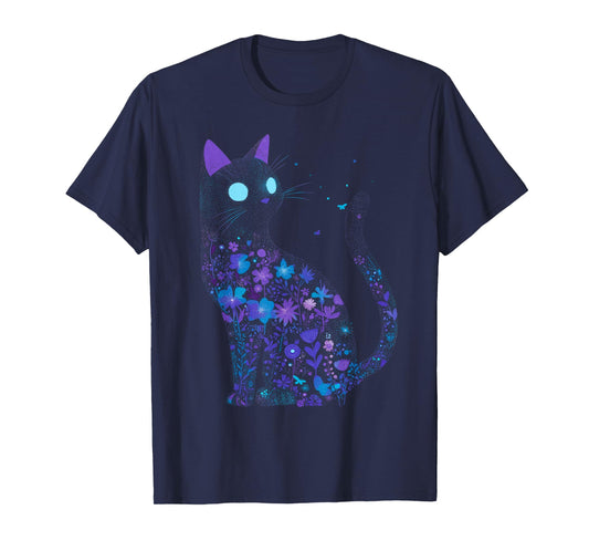 Cat in Flowers Pastel Goth Men Women Kids Cottagecore T-Shirt