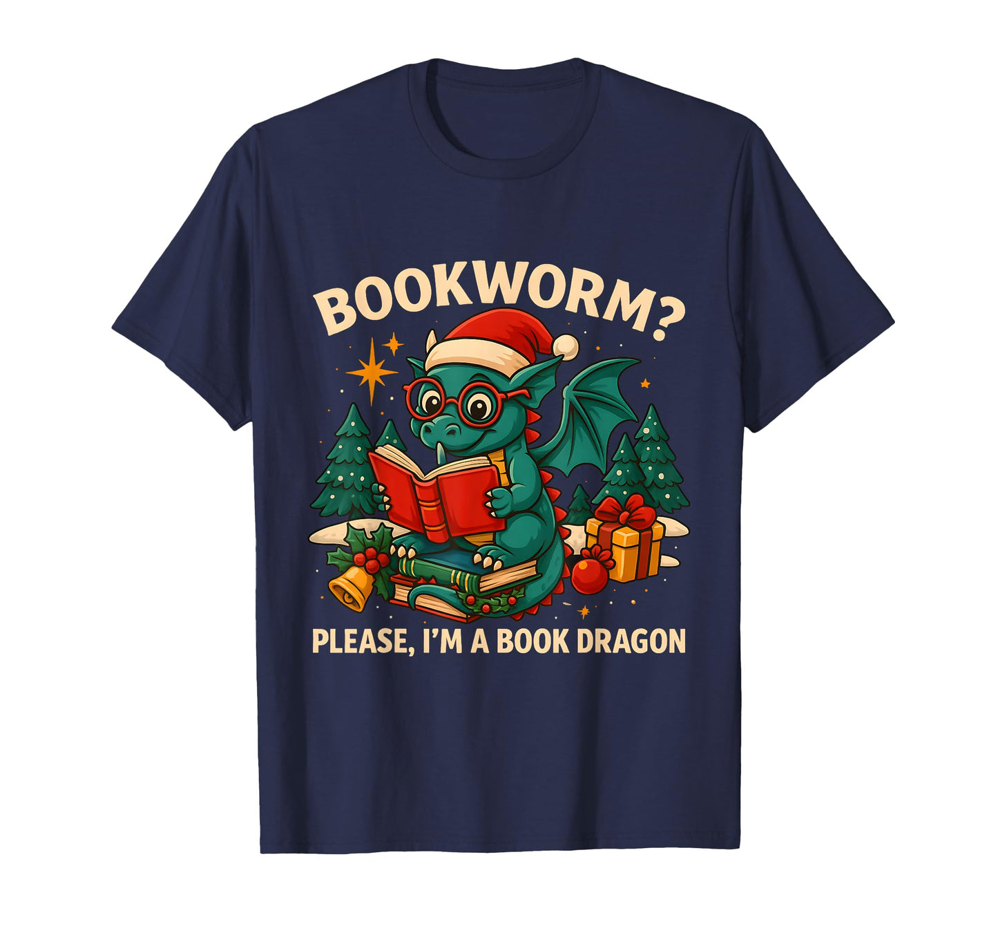 Book Dragon Christmas Reading Gift for Fantasy Lovers T-Shirt