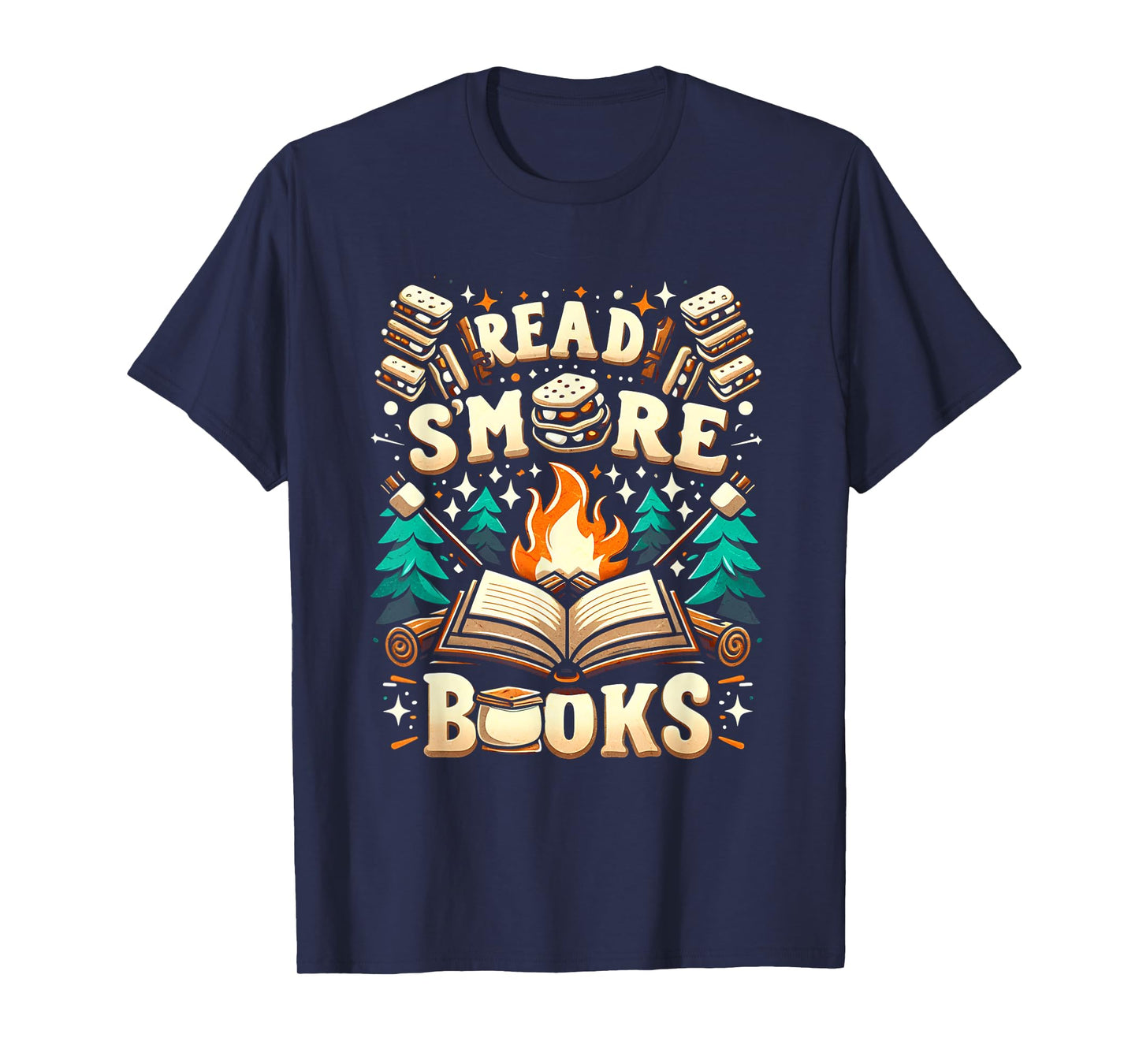 Read More Books Camping Outdoors Travel Campfire Smores T-Shirt