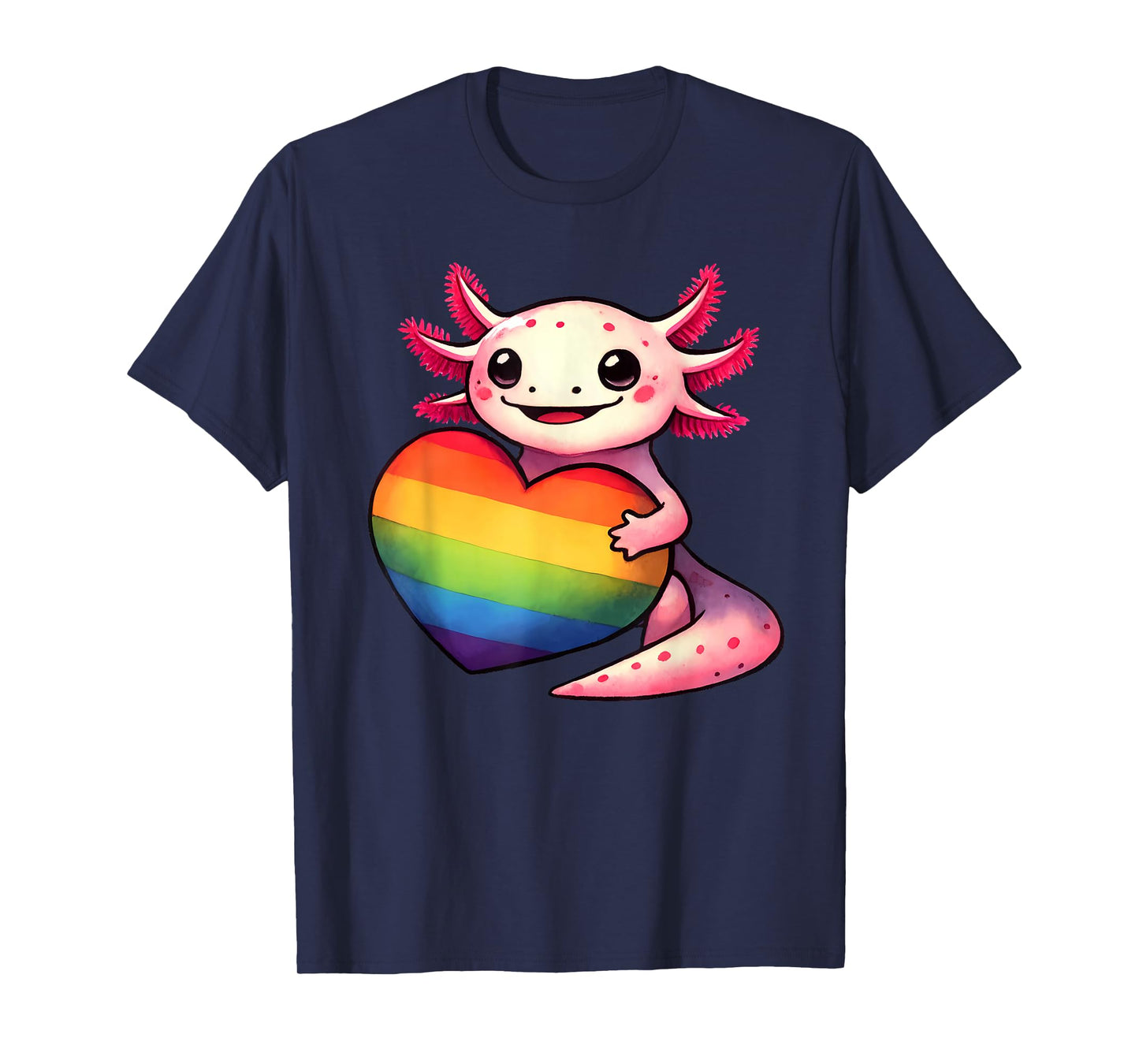 Gay Pride Axolotl Heart Rainbow Flag LGBT Women Girls Kids T-Shirt