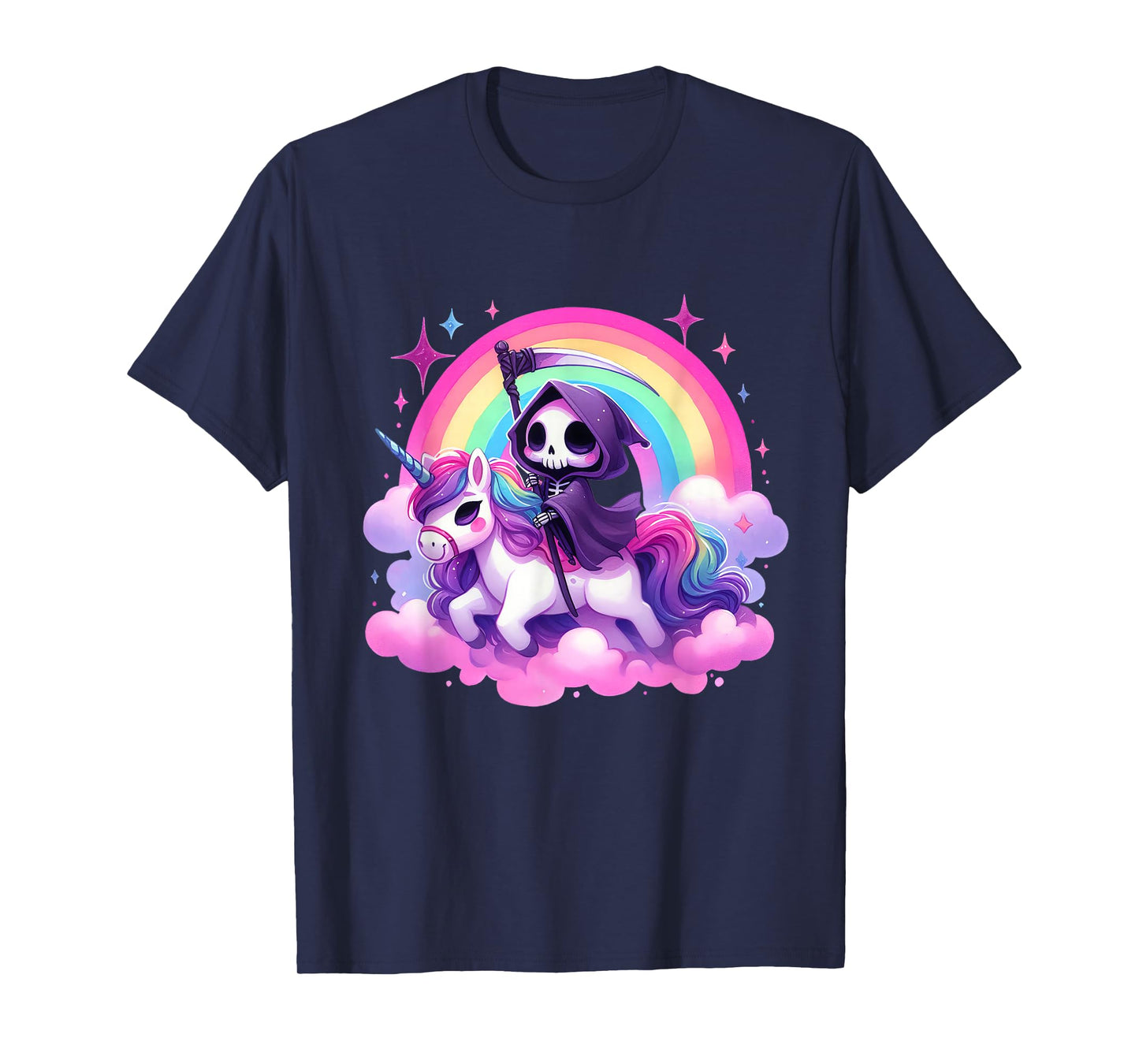 Halloween Unicorn Costume Grim Reaper Riding Unicorn T-Shirt
