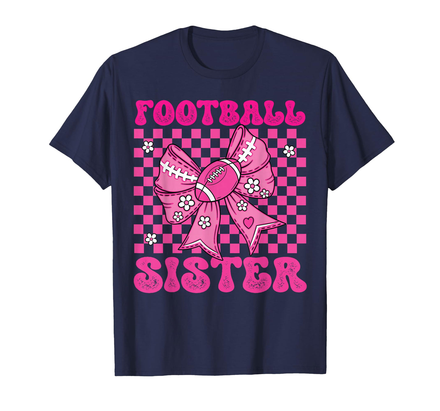 Pink Coquette Bow American Football Sister Game Day T-Shirt